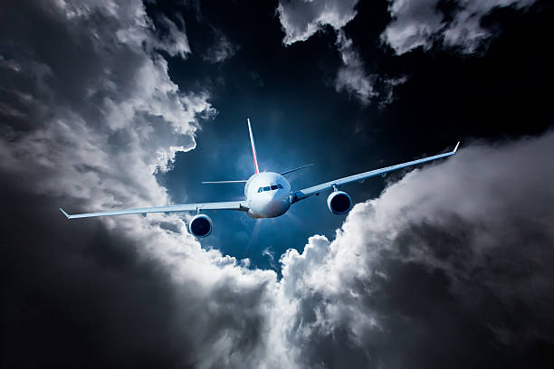 Passenger Airliner in the sky stock photo