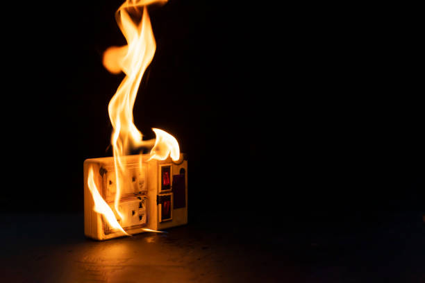 istock An electrical plug fire is caused by a short circuit of electrical current. Concept of prevention of danger. Using non-standard equipment, damaged equipment 1778335762