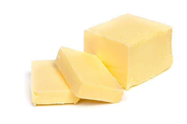 버터 흰색 바탕에 그림자와 - butter dairy product fat food 뉴스 사진 이미지