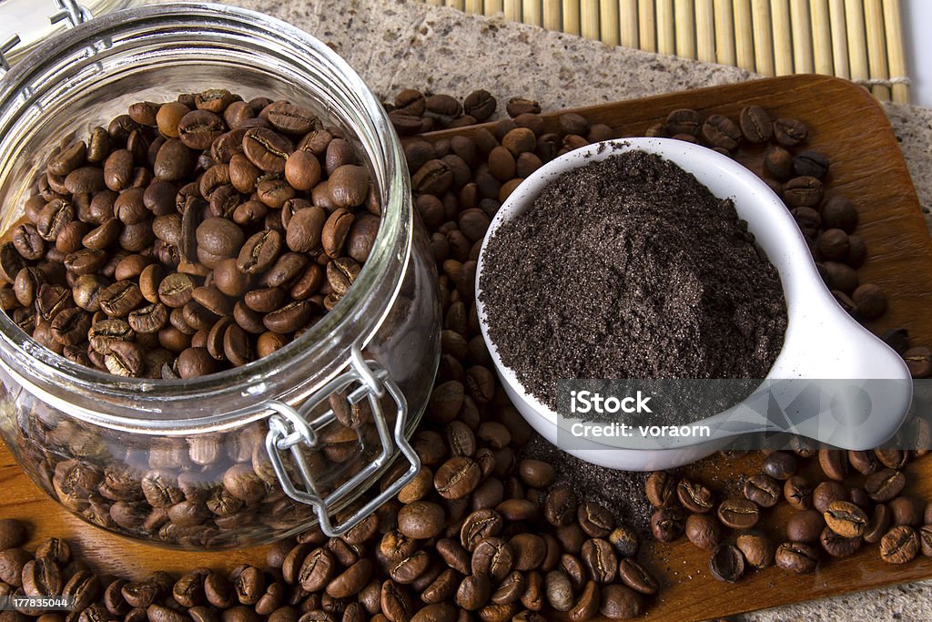 Coffee Scrub Coffee skin scrub for spa. Abrasive Stock Photo