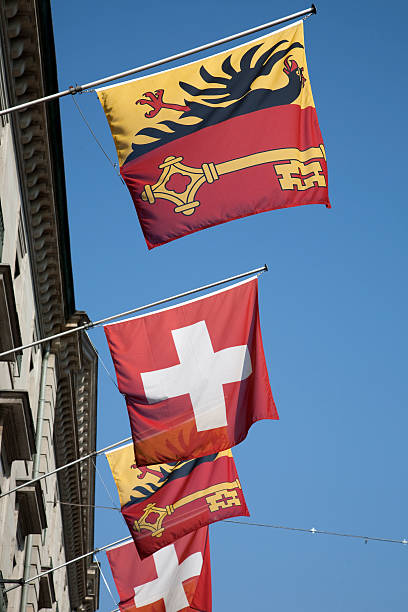 istock Swiss and Vaud Flags in Geneva 177835222