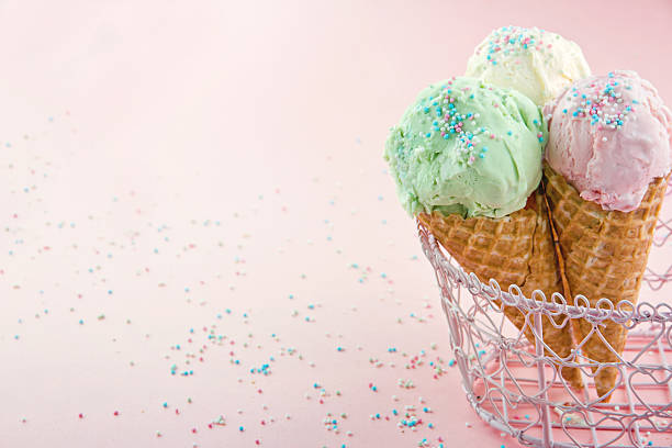 istock Ice cream cones in on pink background 177835896