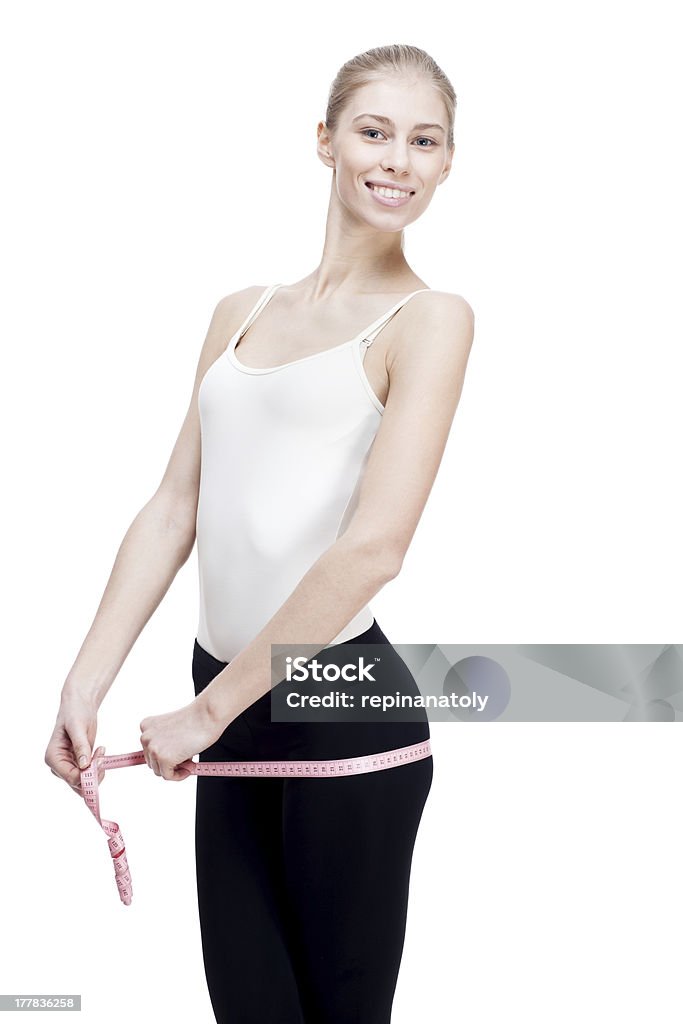 Loira jovem passando com cintura isolada no branco " - Foto de stock de 25-30 Anos royalty-free