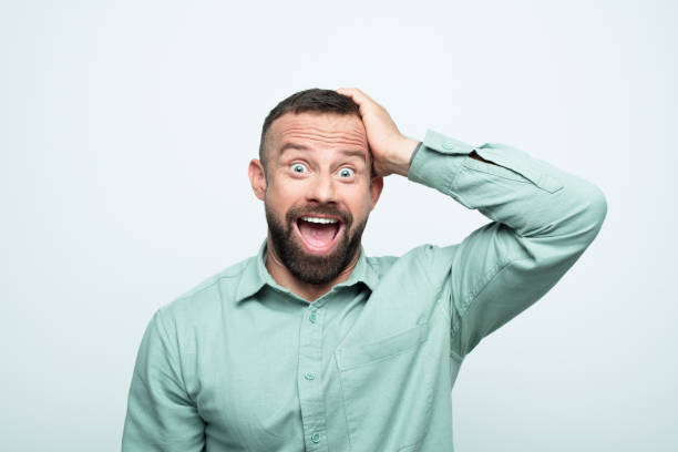 istock Headshot of excited beared man 1778365561