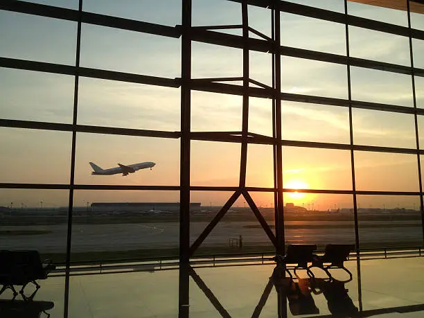 Sunset at airport ,this shot was produced by iphone 4s
