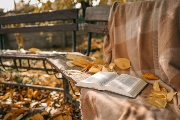 istock Open Bible on a blanket, autumn 1778376126