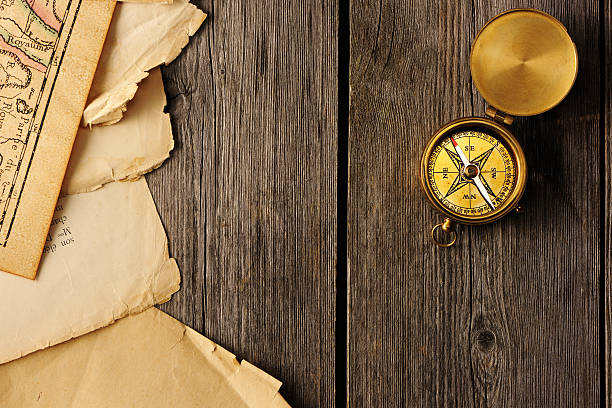 istock Antique compass over wooden background 177837789