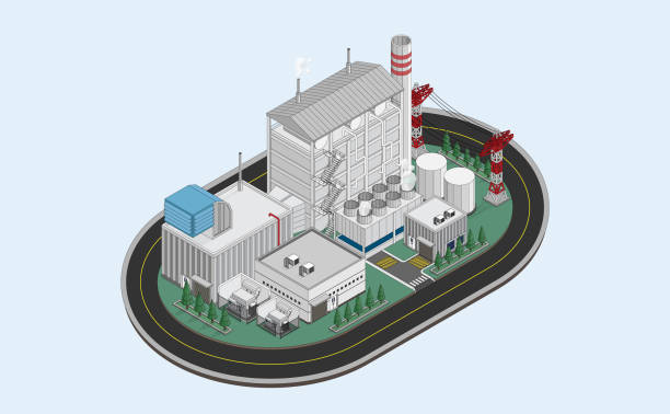 illustrations, cliparts, dessins animés et icônes de centrale électrique à cycle combiné, l’énergie au gaz naturel, centrale électrique au gaz naturel avec graphique isométrique - isometric natural gas tanker shipping