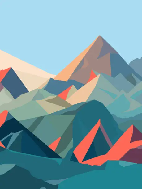 Vector illustration of Colored mountain landscape graphic vector design.