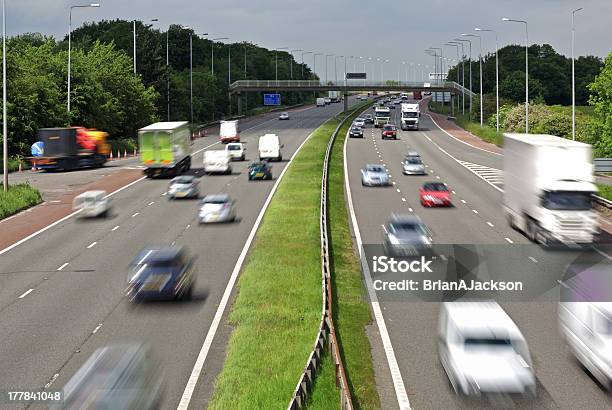 Motorway Traffic Stock Photo - Download Image Now - UK, Multiple Lane Highway, England