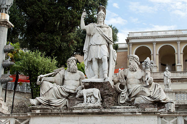 roma-piazza del popolo - fontana della dea roma foto e immagini stock