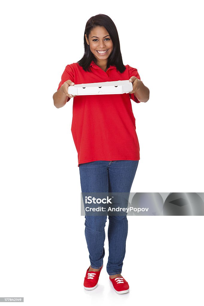 Jovem mulher com uma Pizza - Foto de stock de Adulto royalty-free