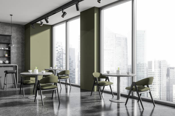 istock Green and gray cafe corner with bar 1778427522