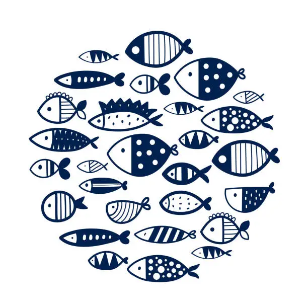 Vector illustration of Blue fish.