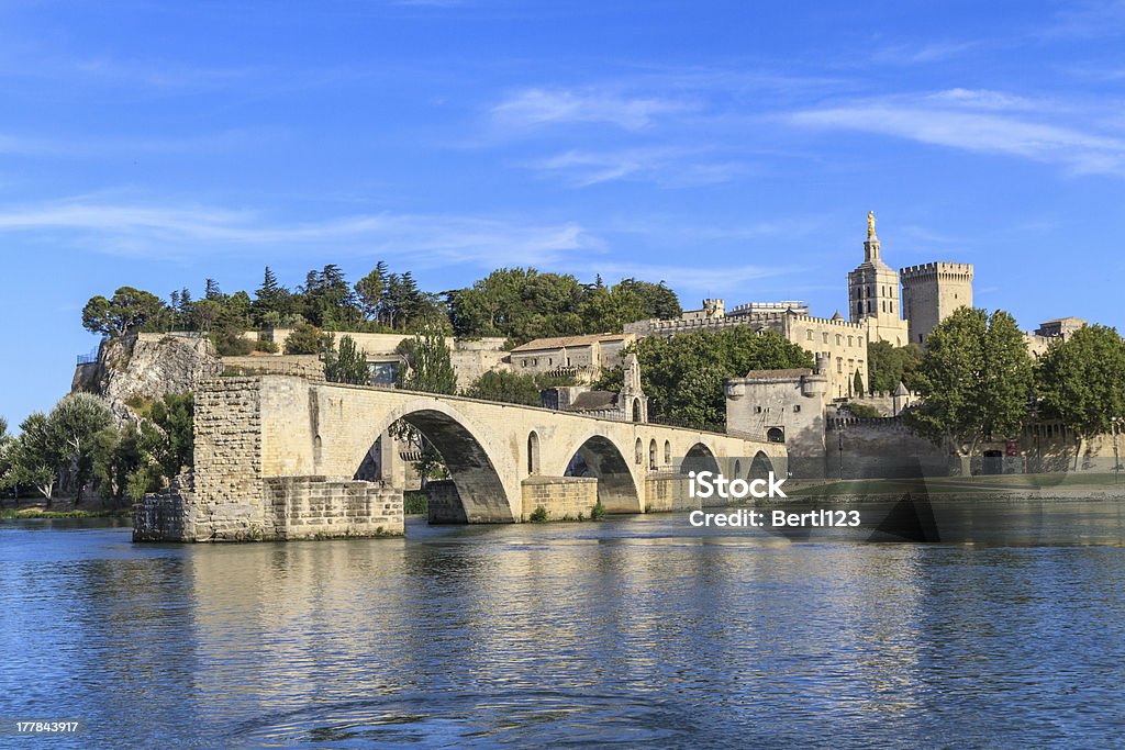 Avignon Bridge with Popes Palace, Pont Saint-Benezet, Provence "Avignon Bridge with Popes Palace, Pont Saint-Benezet, Provence, France" Avignon Stock Photo