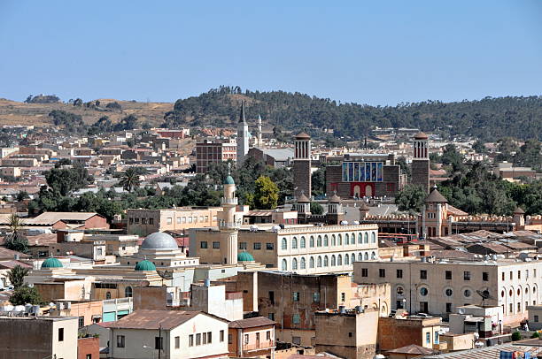 Asmara Asmara, capital of Eritrea, shot from the top of the tower of the Catholic Cathedral. eritrea stock pictures, royalty-free photos & images