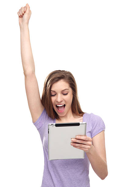 istock Excited woman with digital tablet 177844205