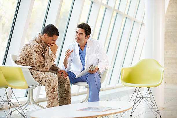 istock Doctor Counselling Soldier Suffering From Stress 177844709