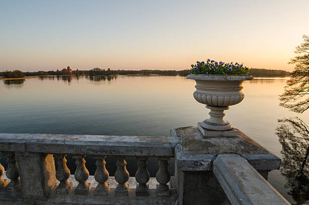 Lithuania. Galve Lake and Trakai Island Castle. View from Uzutrakis Palace