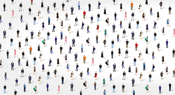 A large group of people. People background. Big people crowd. Diverse people group. Flat vector illustration isolated on white background.