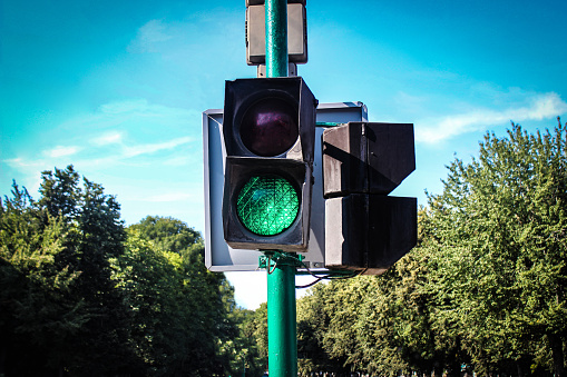 Green Light. background of the traffic lights.