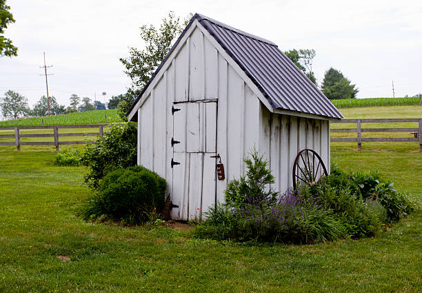 istock Old white house on farmland 177849302