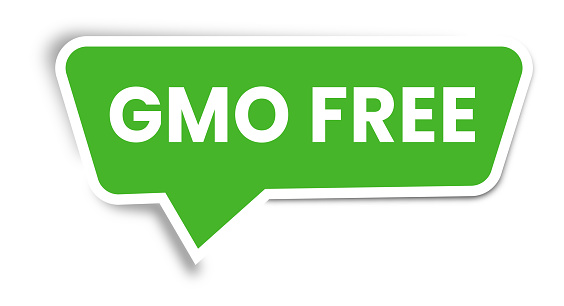 GMO Free - Sign, Sticker, Icon, Label, Vector Illustration. Genetically Modified Food Labeling Signage.