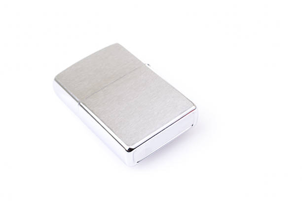 istock Silver metal zippo lighter isolated on white 177851667