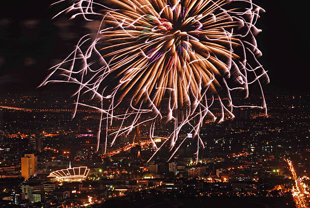 istock firework over Chaophraya river Bangkok on Father's day 177851804