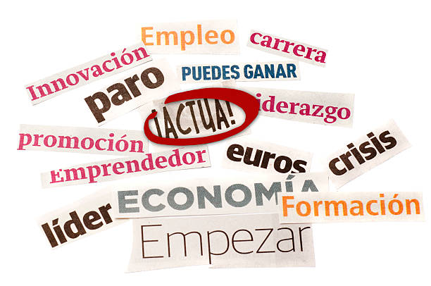 words cut from newspapers, crisis-related