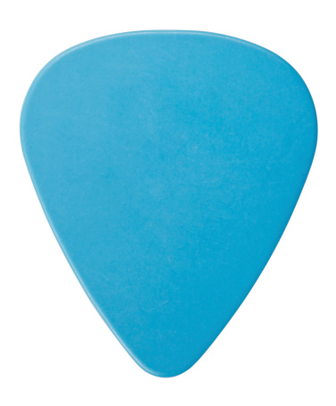 blue plastic guitar plectrum, isolated on white