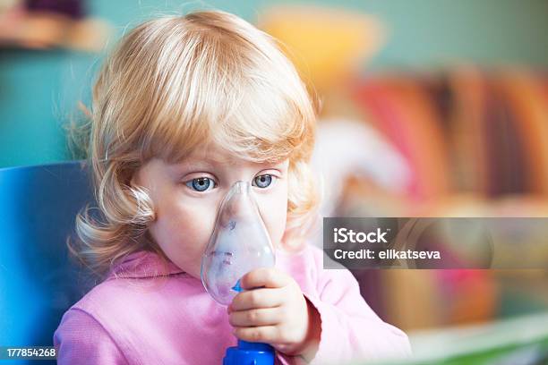 Asthma Relieving Inhalation Stock Photo - Download Image Now - Child, Inhaling, Breath Vapor