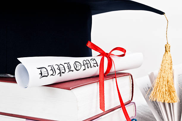 istock Graduation cap with book and diploma 177854589