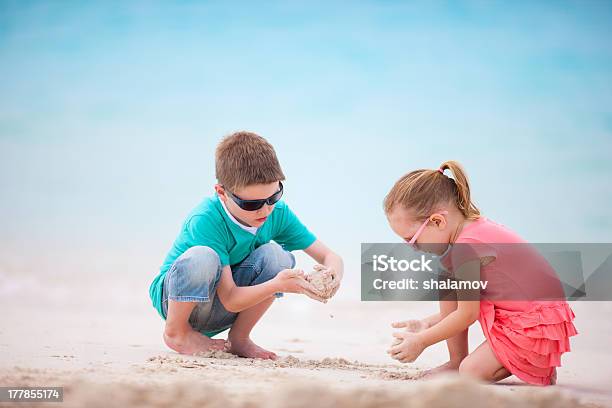 Two Kids At Beach Stock Photo - Download Image Now - Beach, Boys, Brother