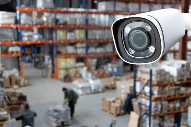 istock closed circuit camera Multi-angle CCTV system against the background of a modern warehouse complex. The concept of protection of goods. 1778556501
