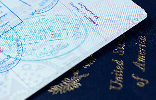 istock Visa stamps in US passport 177855982
