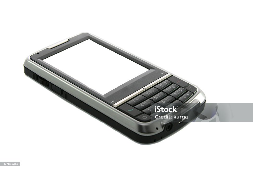 Moderne Touchscreen-Handy isoliert auf weiß. - Lizenzfrei Am Telefon Stock-Foto
