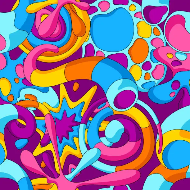 Vector illustration of Pattern with abstract shapes. Cartoon cute trendy creative image.