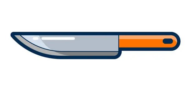 Vector illustration of Illustration of cooking knife. Stylized kitchen utensil item.