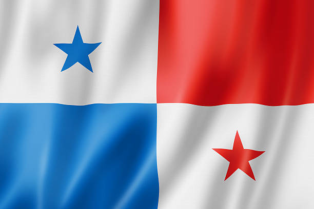 Panamanian flag Panama flag, three dimensional render, satin texture 3d panama flag stock pictures, royalty-free photos & images