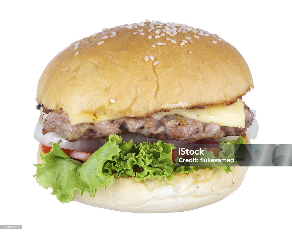 Mit Schweinefleisch und Käse burger isoliert auf weißem Hintergrund - Lizenzfrei Abnehmen Stock-Foto