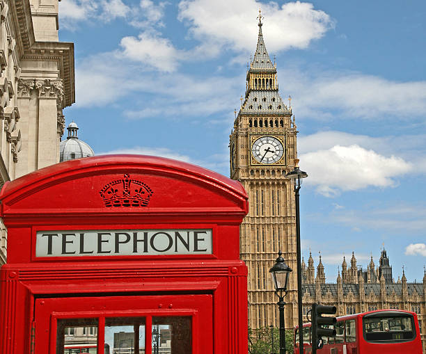 Red Telephone booth with Big Ben in the background .