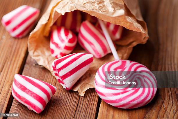 Rock Candy Stock Photo - Download Image Now - Peppermint Candy, Brown Paper, Candy