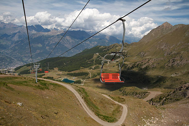 ski lift - Pila Aosta Valley ski lift - Pila Aosta Valley pila stock pictures, royalty-free photos & images