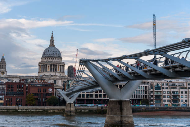 London, UK - August 26, 2023: Millennium Bridge over Thames River