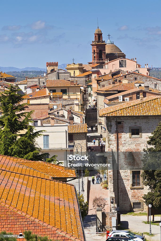 Castiglione del Lago Old Town, Italy Roofs of the buildings and street in the Castiglione del Lago town, Italy Aerial View Stock Photo