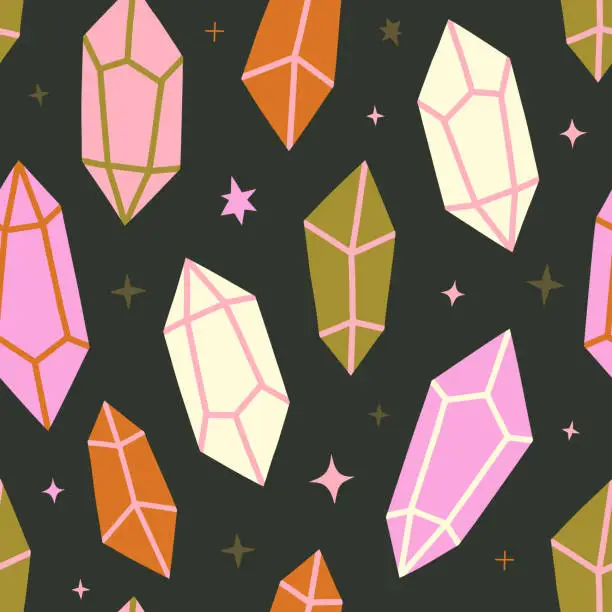 Vector illustration of Seamless pattern with crystal stones