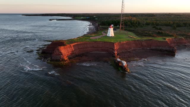 Aerial footage of Cape Egmont Lighthouse