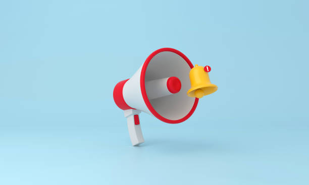 istock Megaphone and Notification bell icon on blue background. 1778589292