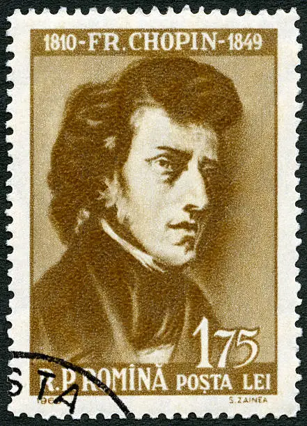 Postage stamp Romania 1960 shows Frederic Chopin (1810-1849), circa 1960